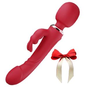 New Adult Tool for Women Today Silent Silicone Rabbit Ears Pleasure Toy Set Games for Men and Women Machine Realistic Handheld Gifts for Her 10 Modes Red
