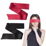 2 Pcs Satin Eye Mask for Sleeping - Silk Blindfold for Women & Men - Adults Couples Blindfold Scarf - Sleep Eye Cover for Travel Nap Meditation - Valentine Gift - 150cm/59inch (Black + Red)