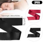 2 Pcs Satin Eye Mask for Sleeping - Silk Blindfold for Women & Men - Adults Couples Blindfold Scarf - Sleep Eye Cover for Travel Nap Meditation - Valentine Gift - 150cm/59inch (Black + Red)