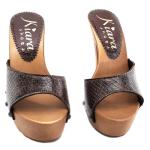Kiara Shoes Sexy Clogs Snake-Effekt Heel 13-K93001 Pitone Brown (7 US, Snake)