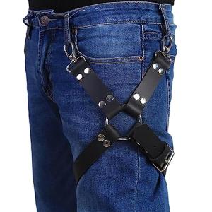 Punk Gothic Leg Harness, Leather Garter with Thigh Ring & Suspenders for Women Men, BDSM Cage Bondage Accessories, Fetish Gear for Costume Party Cosplay, Valentines Day Gifts for Her Him