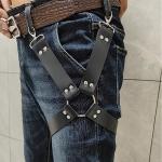 Punk Gothic Leg Harness, Leather Garter with Thigh Ring & Suspenders for Women Men, BDSM Cage Bondage Accessories, Fetish Gear for Costume Party Cosplay, Valentines Day Gifts for Her Him