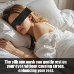 Eychei 2 Pcs Satin Eye Mask for Sleeping, Black and Black Blindfold Silk Sleep Mask, Soft Comfortable Adjustable Blackout Eye Cover V-Shaped Satin Sleep Masks for Women, Men (160 cm/6.3 inch)