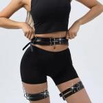 PRIOUTZ Women Punk Belts PU Leather Body Chain Waist Belt BDSM Lingerie Bondage Bodysuit Goth Harness Lingerie (Black)