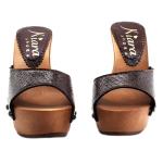 Kiara Shoes Sexy Clogs Snake-Effekt Heel 13-K93001 Pitone Brown (7 US, Snake)
