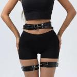 PRIOUTZ Women Punk Belts PU Leather Body Chain Waist Belt BDSM Lingerie Bondage Bodysuit Goth Harness Lingerie (Black)
