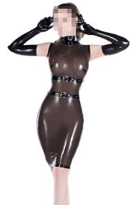 AiCc stylists Latex Catsuit Rubber Gummi Waist Trims Sexy Elegant Dress Tights Wear Club (Black Belt, XL)
