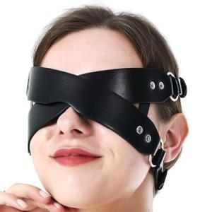 Nicute Leather Masquerade Mask Black Gothic Halloween Eye Mask Cover Eyes Costume Accessory (Black)