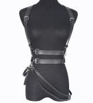 Women's Goth Waist Belt Punk Harness Shoulder Belt Sexy Chest Chain Belts Exotic Black Corset Adjustable PU Leather Body Chain Cosplay Costume Nightclub Bar Party Masquerade Fetish Clubwear