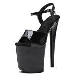 WUXIN H&P Women's 8 in Platform Sandal Heels With Ankle-Strap, Sexy Pole Dance High Heel, 20 cm Exotic Dancer Shoes, Stiletto US 10, Black