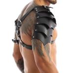 Men's Medieval Shoulder Armor PU Leather Gothic Double Knight Armor Adjustable Strappy Chest Harness Belt Tough Guy Roleplay Outfits Rave Accessories for Halloween Club Party Bar Masquerade Dress Up