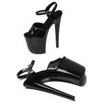 WUXIN H&P Women's 8 in Platform Sandal Heels With Ankle-Strap, Sexy Pole Dance High Heel, 20 cm Exotic Dancer Shoes, Stiletto US 10, Black