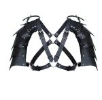 Men's Medieval Shoulder Armor PU Leather Gothic Double Knight Armor Adjustable Strappy Chest Harness Belt Tough Guy Roleplay Outfits Rave Accessories for Halloween Club Party Bar Masquerade Dress Up