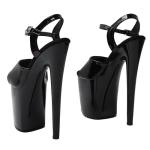 WUXIN H&P Women's 8 in Platform Sandal Heels With Ankle-Strap, Sexy Pole Dance High Heel, 20 cm Exotic Dancer Shoes, Stiletto US 10, Black