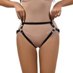 Adjustable Body Harness - Sexy Gothic Waist and Thigh Strap Lingerie for Clubwear, Cosplay, Pole Dancing, and Alternative Fashion - Black Strappy Waist & Thigh Garter Belt, Mardi Gras Valentine's Day