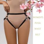 Adjustable Body Harness - Sexy Gothic Waist and Thigh Strap Lingerie for Clubwear, Cosplay, Pole Dancing, and Alternative Fashion - Black Strappy Waist & Thigh Garter Belt, Mardi Gras Valentine's Day