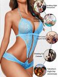 Avidlove Teddy Lingerie for Women Sexy Bodysuit One Piece Babydoll Lingerie Light Blue