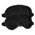 2 Pcs Black Plush Eye Mask Soft Sleeping Blindfold Eye Cover Comfortable Furry Faux Fur Sleeping Mask Satin Nap Night Eyeshade Cover for Women Men Gift