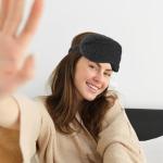 2 Pcs Black Plush Eye Mask Soft Sleeping Blindfold Eye Cover Comfortable Furry Faux Fur Sleeping Mask Satin Nap Night Eyeshade Cover for Women Men Gift