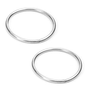Yinpecly 201 Stainless Steel O Ring 2.36" OD 0.16" Thickness Strapping Welded Round Rings for Crafts Decoration Design Leashes Hardware 2pcs