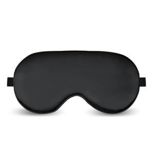 Sleep Mask Eye Mask Silk Sleeping Blindfold for Snoring Night Daytime Rest, Adjustable Shade Cover Block Out Light Blackout Elastic Soft Smooth Comfort Washable for Travel Yoga Nap (Black)