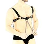 ROIEIIR Men's Leather Breastplate Harness Extreme Sex Sexy Slave Costume Erotic Lingerie Men's Body Chain Chest Harness Metal Rings Sexy Clubwear Rave Buckle Straps