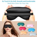Sleep Mask Eye Mask Silk Sleeping Blindfold for Snoring Night Daytime Rest, Adjustable Shade Cover Block Out Light Blackout Elastic Soft Smooth Comfort Washable for Travel Yoga Nap (Black)