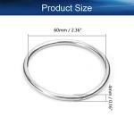 Yinpecly 201 Stainless Steel O Ring 2.36" OD 0.16" Thickness Strapping Welded Round Rings for Crafts Decoration Design Leashes Hardware 2pcs