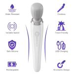 Magic Wand Massager Vibration, Christmas Gift for Women Men, Cordless Electric Back Massager, Portable 5 Speeds Deep Tissue vibrator Personal Wand Massager for Relaxation,Sports Recovery, White