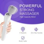 Magic Wand Massager Vibration, Christmas Gift for Women Men, Cordless Electric Back Massager, Portable 5 Speeds Deep Tissue vibrator Personal Wand Massager for Relaxation,Sports Recovery, White