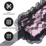 FRESHME Blindfold Sleep Mask and Hand Ties - 3 Pcs Pink Black Cute Comfortable Lace Blackout Sleeping Eye Mask Cover Blind Folds for Couples Women, Lovely Valentines Day Gift for Her Girlfriend Wife