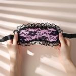 FRESHME Blindfold Sleep Mask and Hand Ties - 3 Pcs Pink Black Cute Comfortable Lace Blackout Sleeping Eye Mask Cover Blind Folds for Couples Women, Lovely Valentines Day Gift for Her Girlfriend Wife