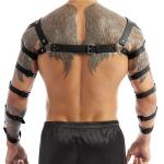Men's Body Chest Harness Belt Adjustable PU Leather Punk Arms Chest Harness Bondage Strap, BDSM Cosplay Costume Bar Nightclub Party Club Masquerade Fetish Clubwear