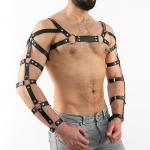 Men's Body Chest Harness Belt Adjustable PU Leather Punk Arms Chest Harness Bondage Strap, BDSM Cosplay Costume Bar Nightclub Party Club Masquerade Fetish Clubwear