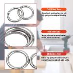 Yinpecly 201 Stainless Steel O Ring 2.36" OD 0.16" Thickness Strapping Welded Round Rings for Crafts Decoration Design Leashes Hardware 2pcs