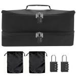 OVECIOPO Lockable Sex Toy Storage Bag Lockable Sex Toy Box with Dual Combination Locks & 2 Black Drawstring Bags (13.4 x 5.51 x 6.3 in) - Discreet & Secure Storage for Dildos, Sex Toys & More