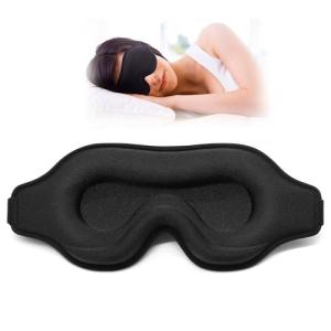 Sleep Eye Mask for Side Sleeper, Lash Extensions 3D Contoured Cup Sleeping Mask for Men Women, Travel Blackout Night Blindfold Eye Shade Cover with Adjustable Strap (Black-Side Sleeper)
