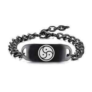 Dacai Solid Steel Engraved Bondage Bdsm Bracelet Unisex Black