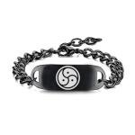 Dacai Solid Steel Engraved Bondage Bdsm Bracelet Unisex Black