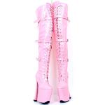 Vujkliy 8'' Chunky Heel Over-The-Knee Boots,Women Pink Leather Gothic Thigh Long Boots,Sexy Fetish High Heels,Pole Dance Stripper Perform Shoes,Large Size,Pink,13