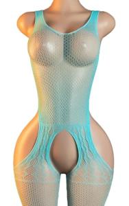 ADSEXY Sexy Lingerie For Women Sheer See Through High Elasticity Bodystocking Bodysuit For Women One Size Blue A