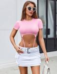 Avidlove Women's Sexy Lingerie Short Sleeve Cutout Bodysuits Slim Fit Crop Tshirt