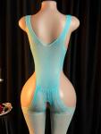 ADSEXY Sexy Lingerie For Women Sheer See Through High Elasticity Bodystocking Bodysuit For Women One Size Blue A