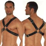 Mens Double-Shoulder Leather Chest Harness, Men's Sexy Punk Body Harness Belt, Adjustable Gothic Erotic Bondaged Strap Top, SM Nightclub Cosplay Clubwear Rave Armor