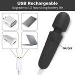 KINGWAND Handheld Personal Mini Massager Tool– Waterproof, USB Rechargeable, 10 Vibration - Perfect on Back Legs Hand Pains and Sports Recovery(Black)