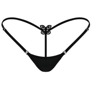 Sexy Locker Women's Micro Thong Butterfly String Back Adjustable Sides X113 Black