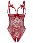 Avidlove Sexy Lingerie for Women One Piece Lace Babydoll Sleepwear Bodysuit Wine Red Large