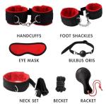 28Pcs Sex Bondage Sex Cuff Tied Down Arm and Leg Chain with Handcuff Bondage Adult Kit,Sex Restraining Women Submissive Kit Women's Sweater,Sex Restraining Women Submissive Kit Women's (Red)