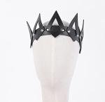 Mrotrida Women's PU Leather Crown Headwear Cosplay Flame Headband Headpiece Halloween Carnival Party Costume Props (Black-A)
