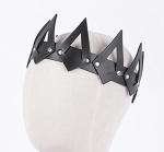 Mrotrida Women's PU Leather Crown Headwear Cosplay Flame Headband Headpiece Halloween Carnival Party Costume Props (Black-A)